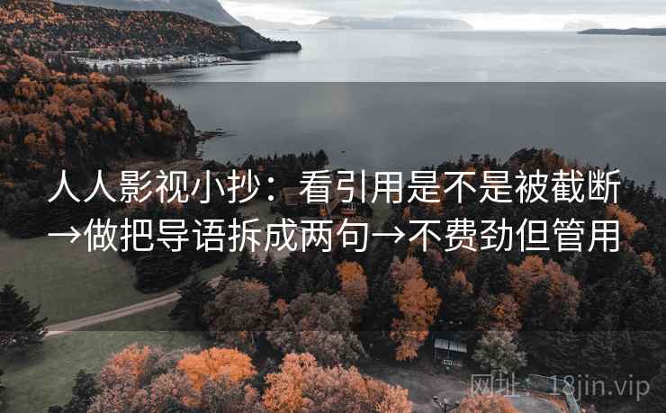 人人影视小抄：看引用是不是被截断→做把导语拆成两句→不费劲但管用